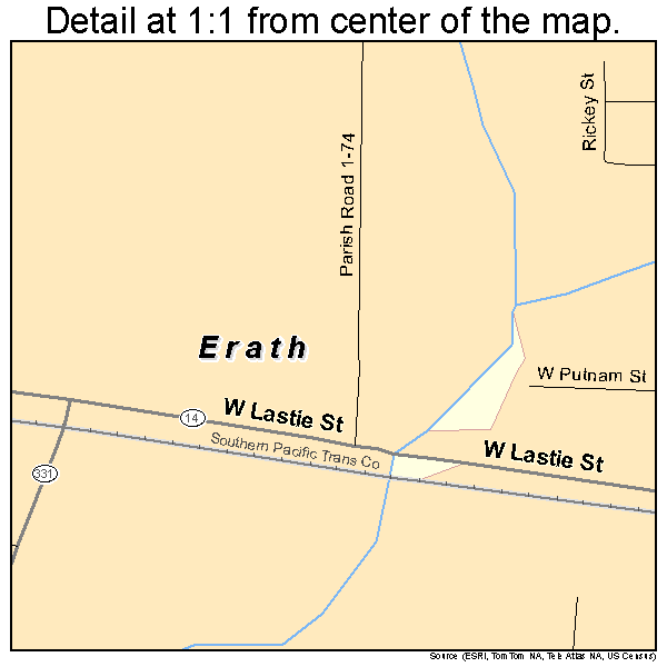 Erath, Louisiana road map detail