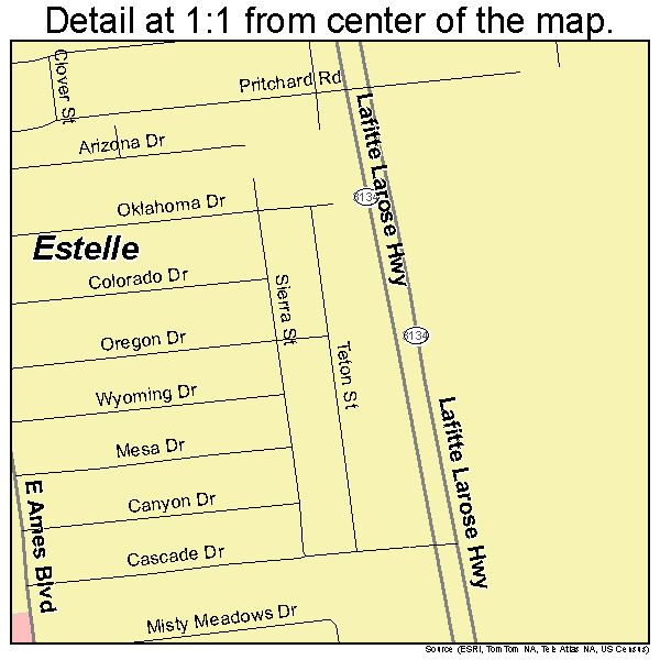 Estelle, Louisiana road map detail