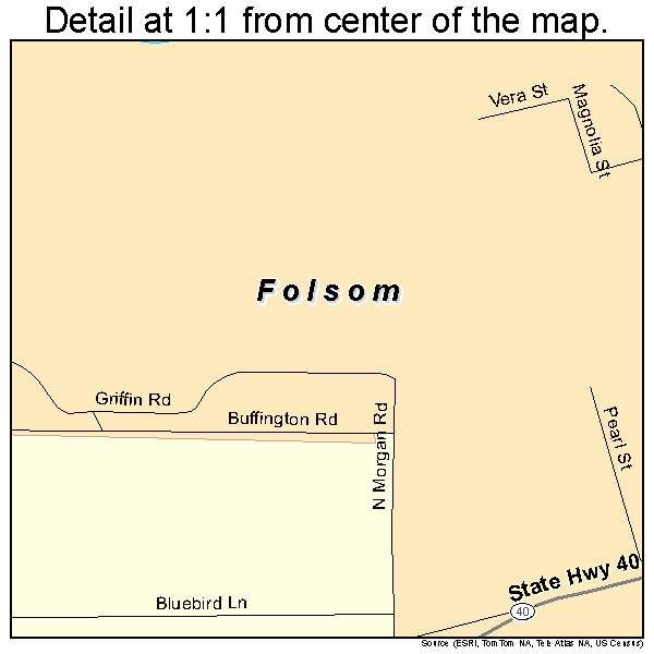 Folsom, Louisiana road map detail