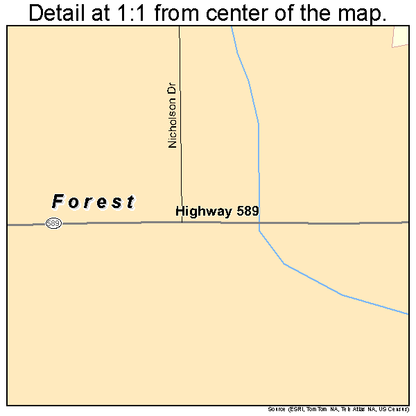 Forest, Louisiana road map detail