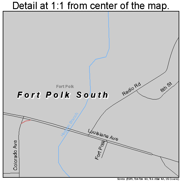 Fort Polk South, Louisiana road map detail