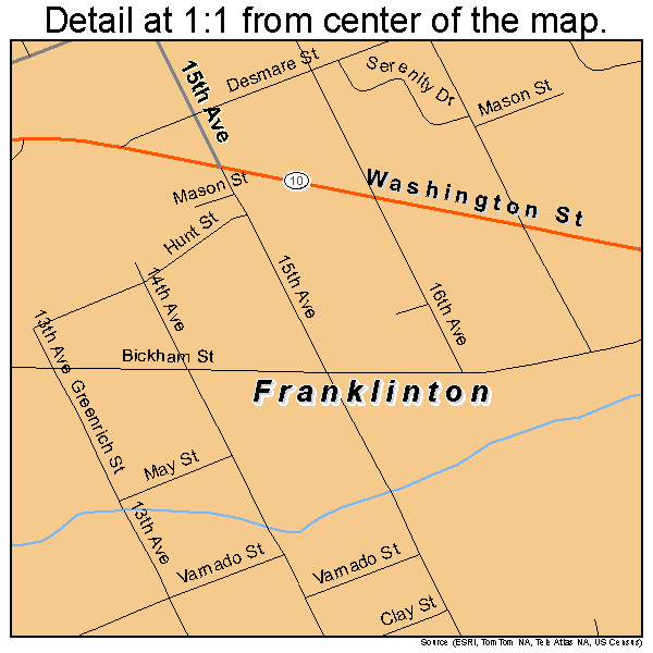 Franklinton, Louisiana road map detail