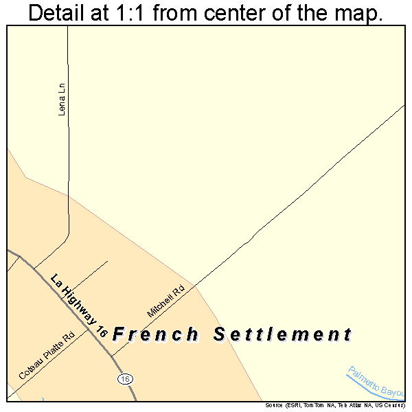 French Settlement, Louisiana road map detail