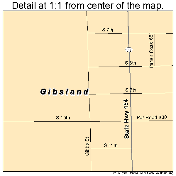 Gibsland, Louisiana road map detail
