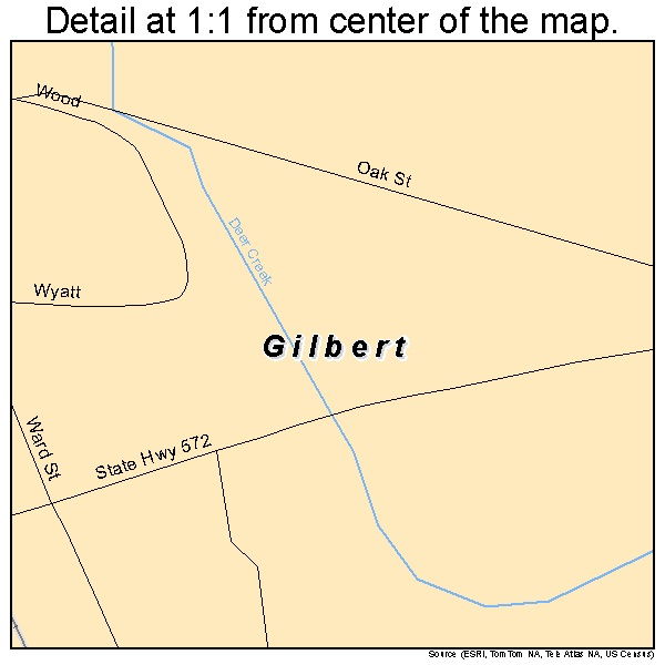 Gilbert, Louisiana road map detail