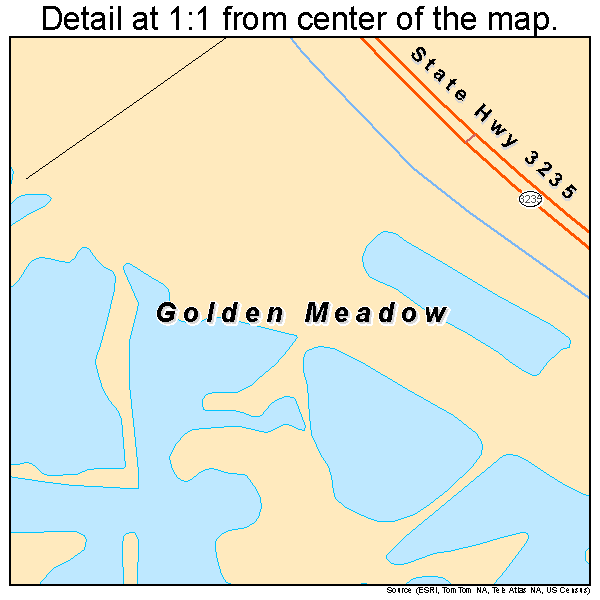 Golden Meadow, Louisiana road map detail