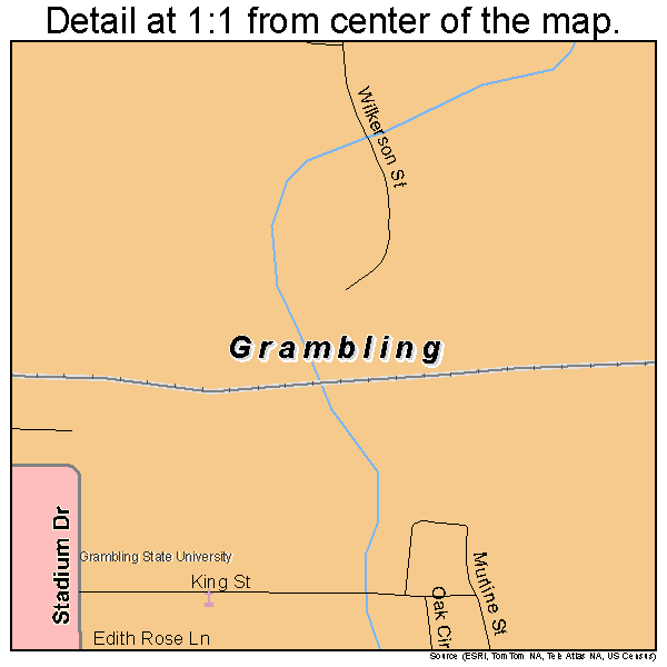 Grambling, Louisiana road map detail