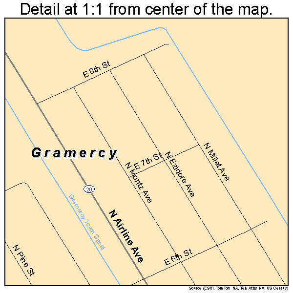 Gramercy, Louisiana road map detail
