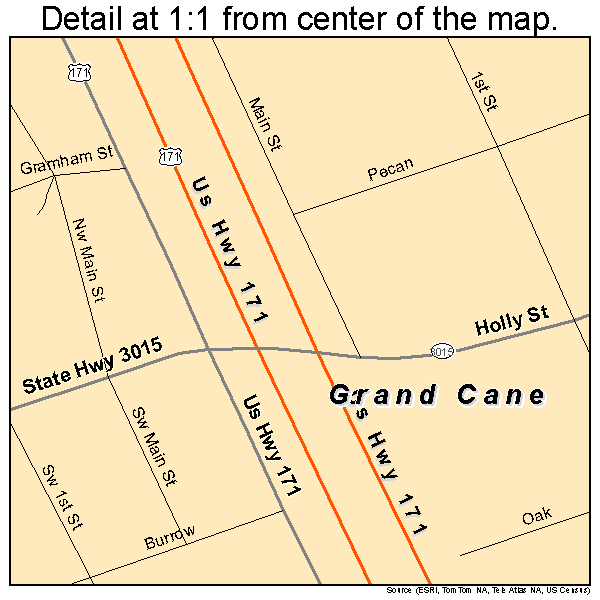 Grand Cane, Louisiana road map detail