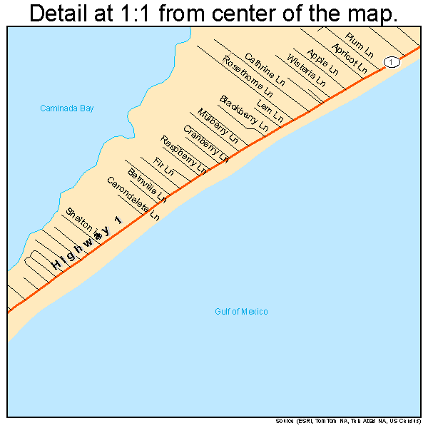 Grand Isle, Louisiana road map detail