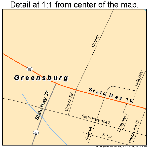 Greensburg, Louisiana road map detail