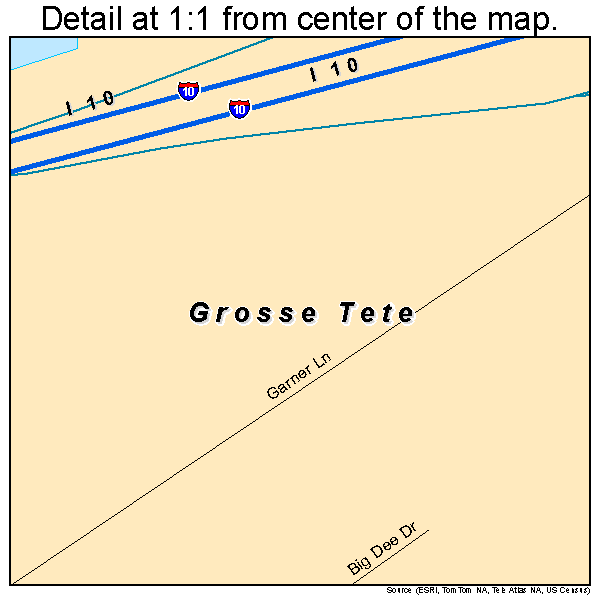 Grosse Tete, Louisiana road map detail