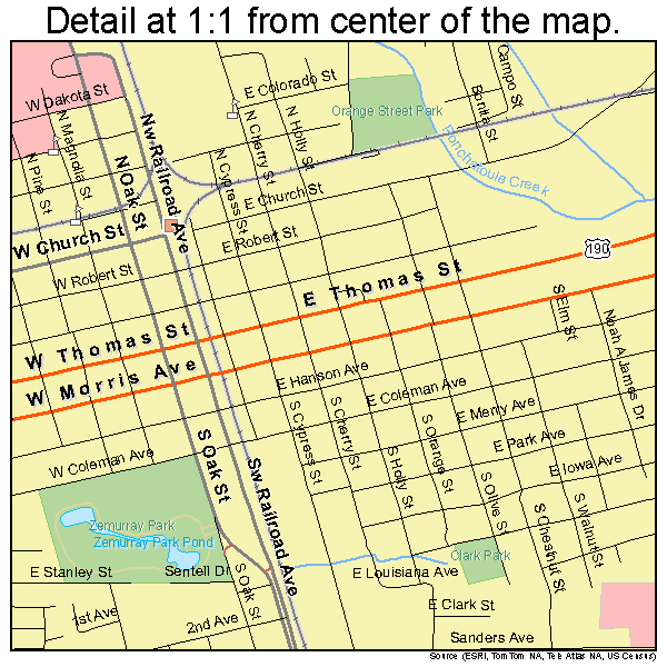 Hammond, Louisiana road map detail