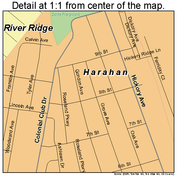 Harahan, Louisiana road map detail