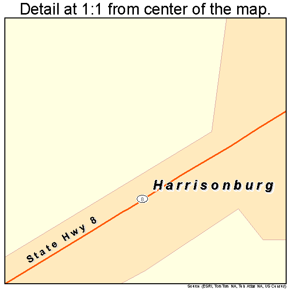 Harrisonburg, Louisiana road map detail