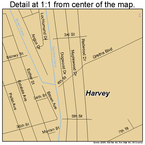 Harvey, Louisiana road map detail