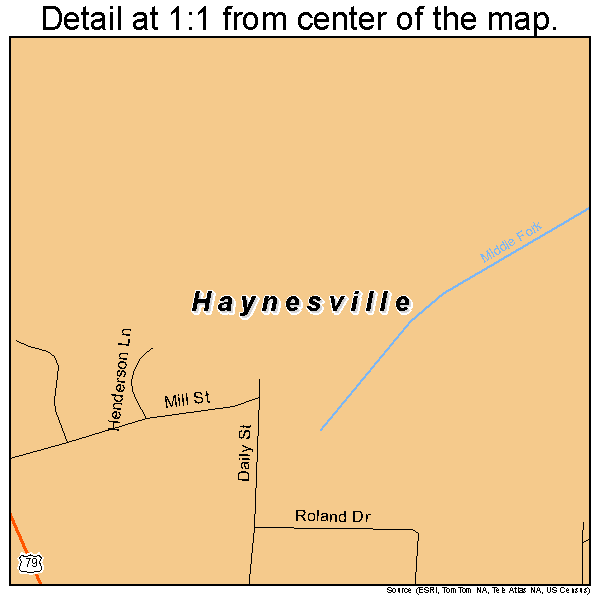 Haynesville, Louisiana road map detail