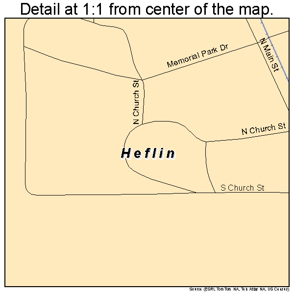 Heflin, Louisiana road map detail