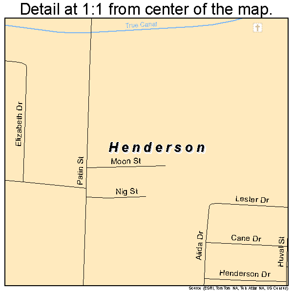 Henderson, Louisiana road map detail