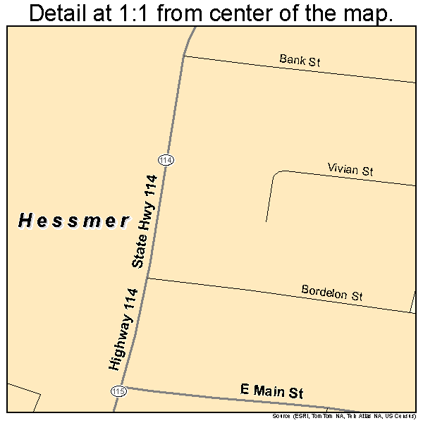 Hessmer, Louisiana road map detail