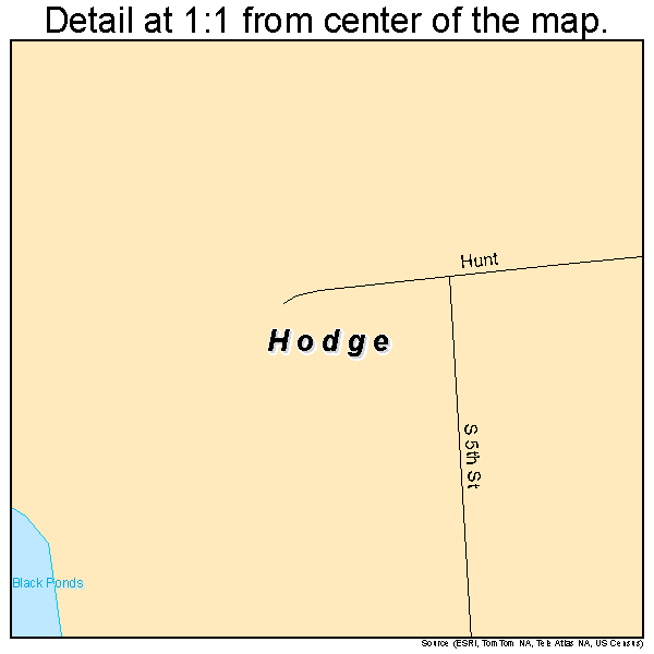 Hodge, Louisiana road map detail