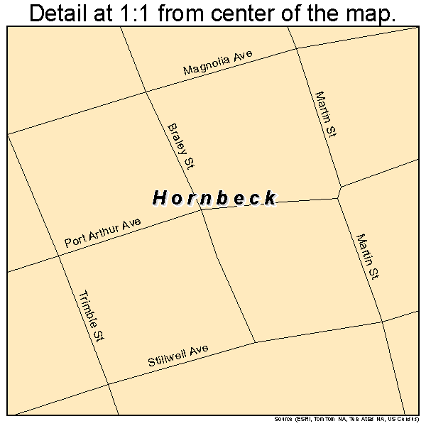 Hornbeck, Louisiana road map detail