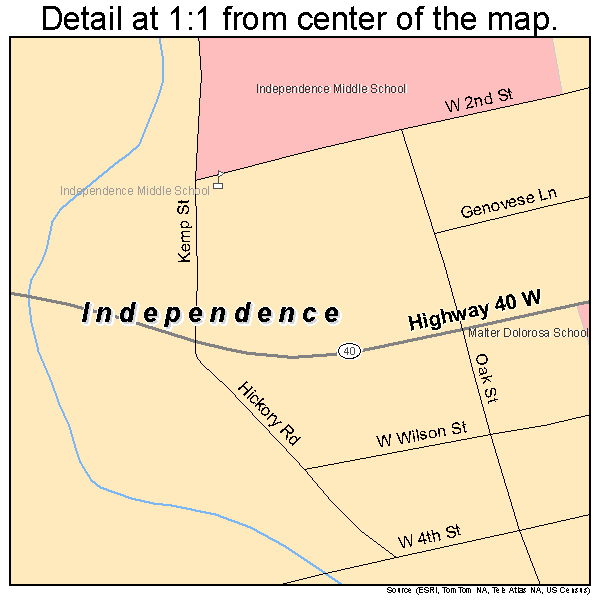 Independence, Louisiana road map detail