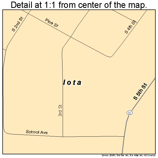 Iota, Louisiana road map detail