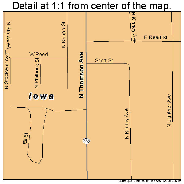 Iowa, Louisiana road map detail