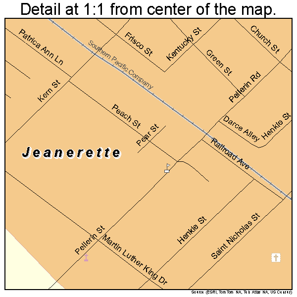 Jeanerette, Louisiana road map detail