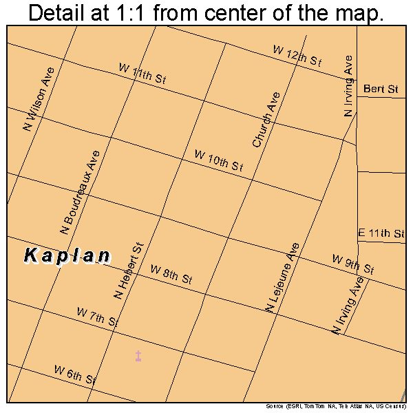 Kaplan, Louisiana road map detail