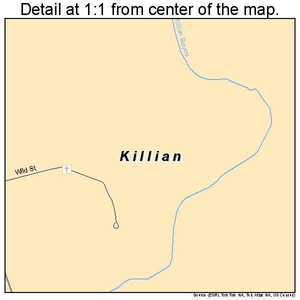 Killian, Louisiana road map detail