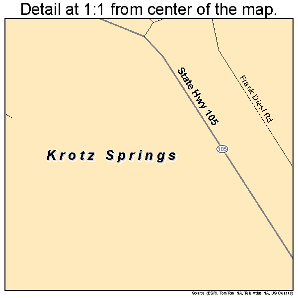Krotz Springs, Louisiana road map detail