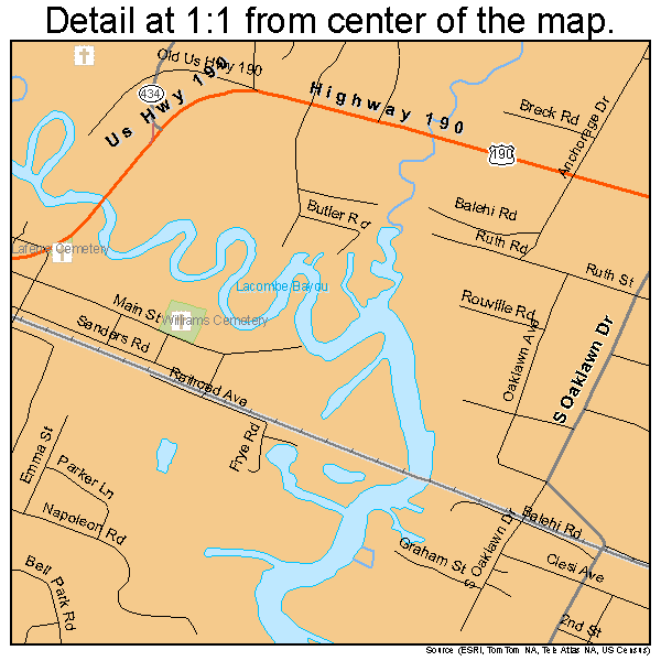 Lacombe, Louisiana road map detail