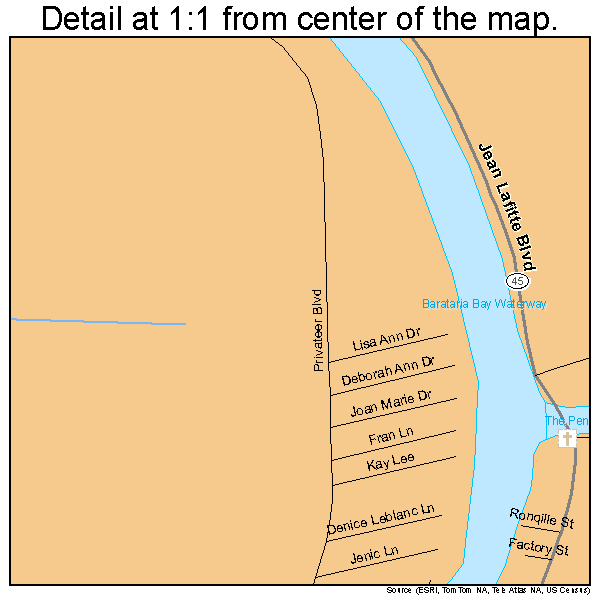 Lafitte, Louisiana road map detail
