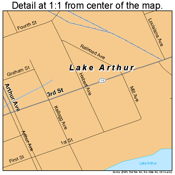 Lake Arthur, Louisiana road map detail