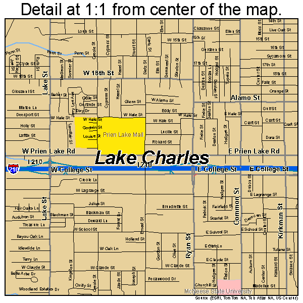 Lake Charles, Louisiana road map detail