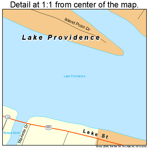 Lake Providence, Louisiana road map detail