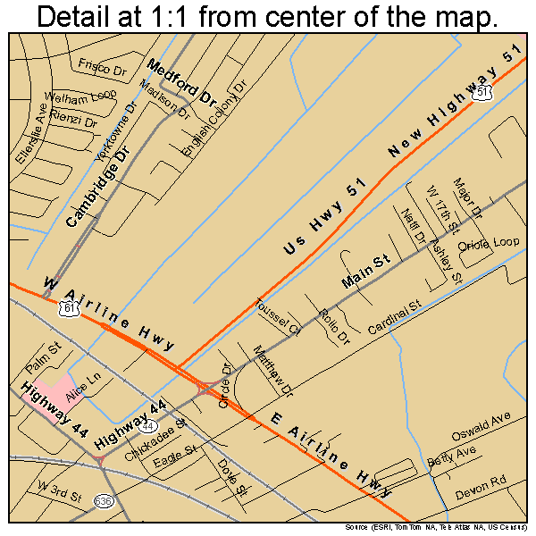 Laplace, Louisiana road map detail