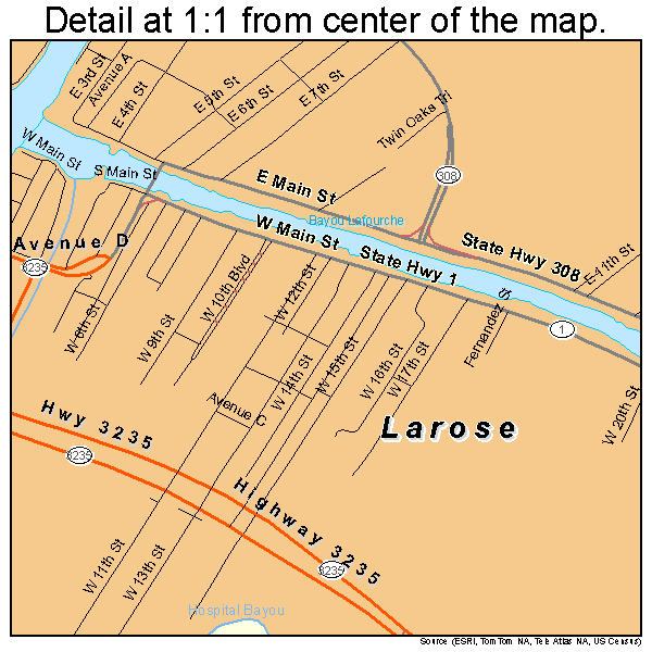 Larose, Louisiana road map detail