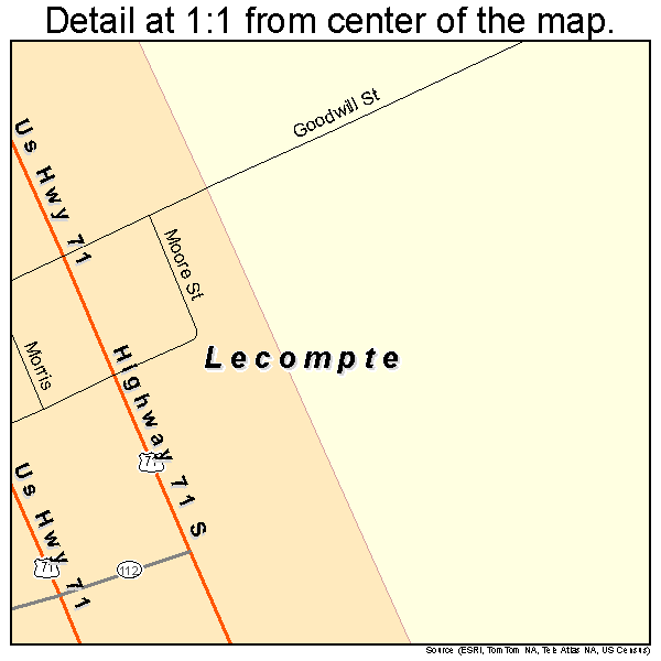 Lecompte, Louisiana road map detail