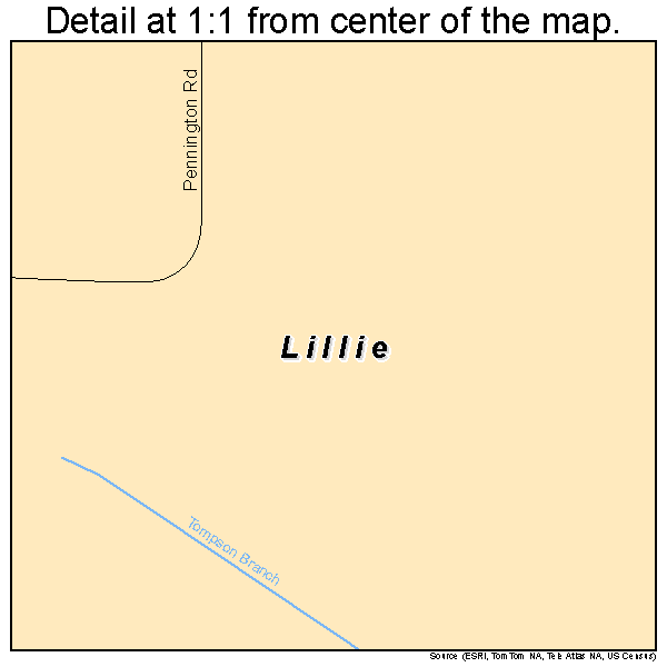 Lillie, Louisiana road map detail