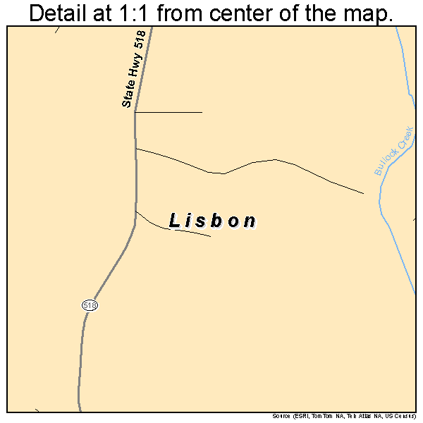 Lisbon, Louisiana road map detail