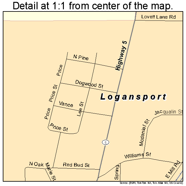 Logansport, Louisiana road map detail