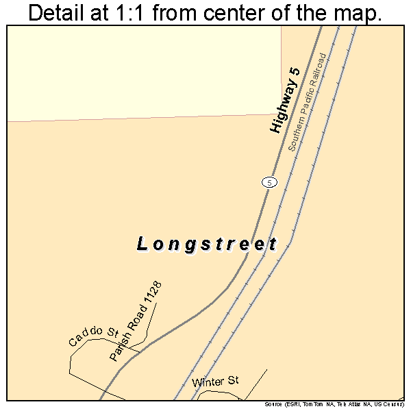 Longstreet, Louisiana road map detail