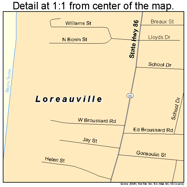 Loreauville, Louisiana road map detail