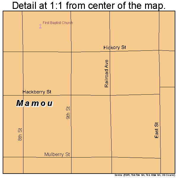 Mamou, Louisiana road map detail