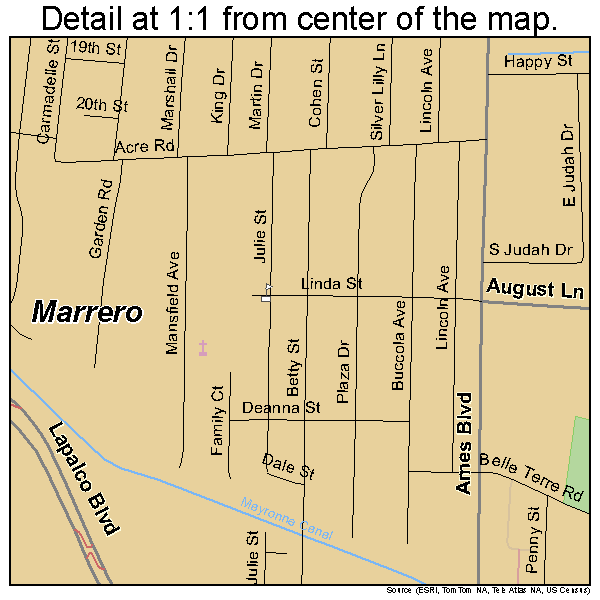 Marrero, Louisiana road map detail