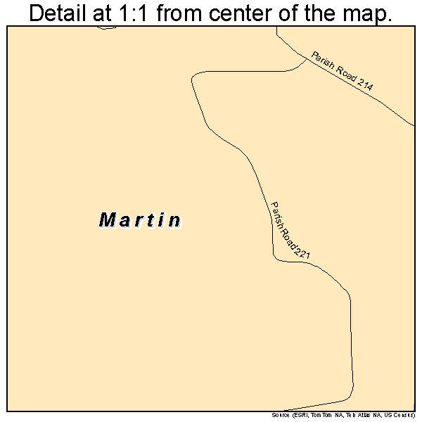Martin, Louisiana road map detail