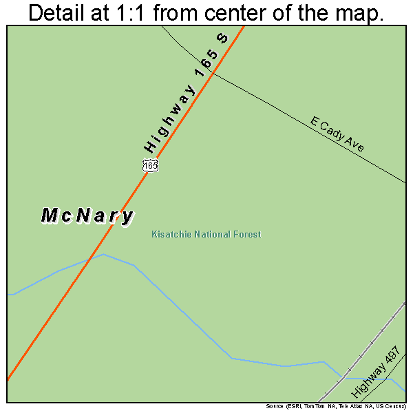McNary, Louisiana road map detail
